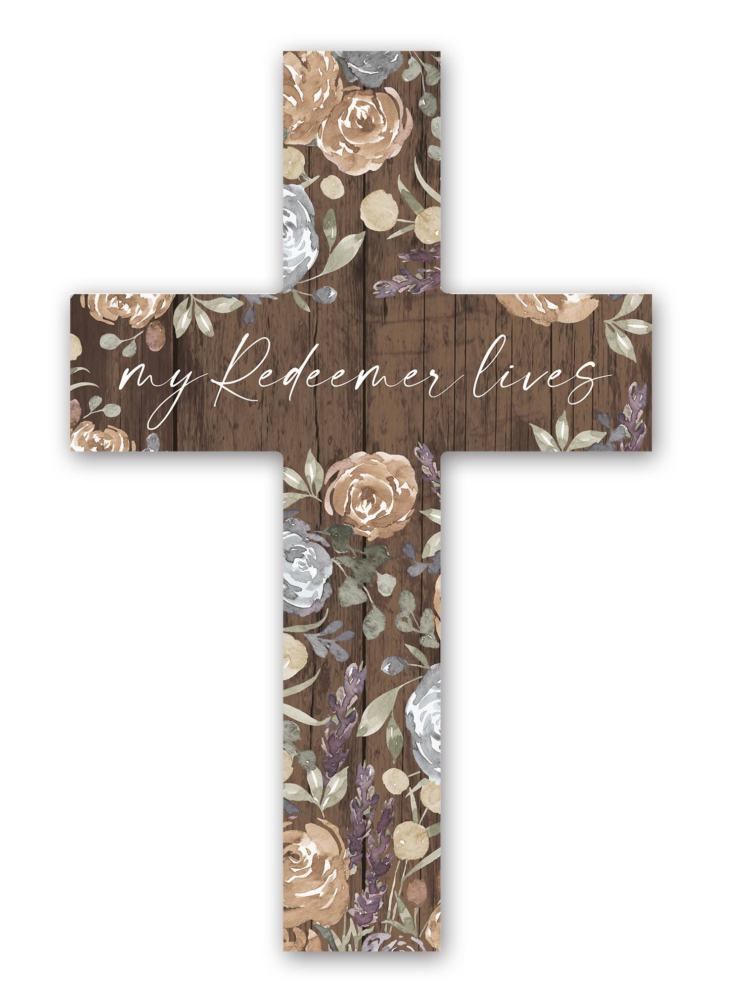 16" Redeemer Lives Brown Cross
